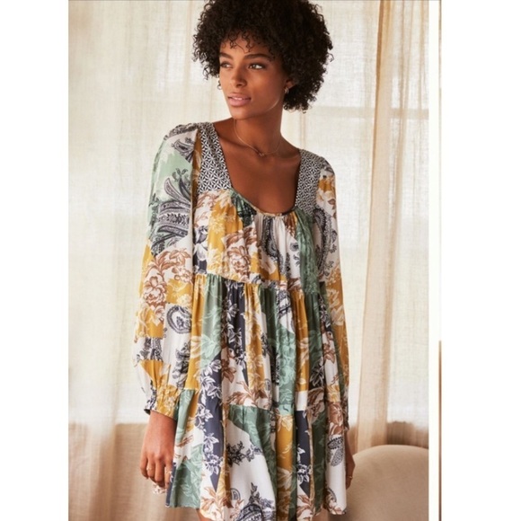 Anthropologie Tiered Boho Mini Dress - Picture 1 of 12